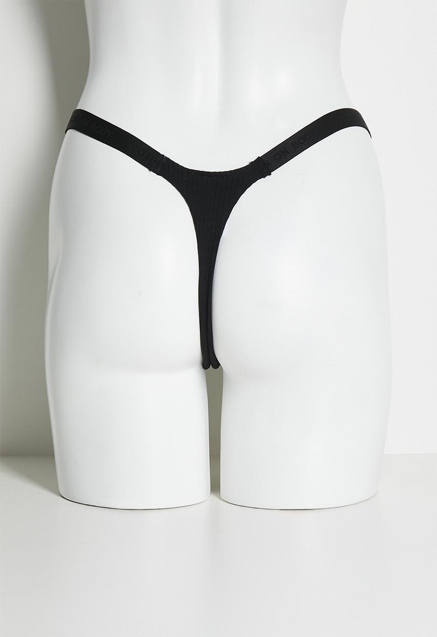 Cotton On - Branded dip front cotton tanga g string 3 pack - black/white/grey marle