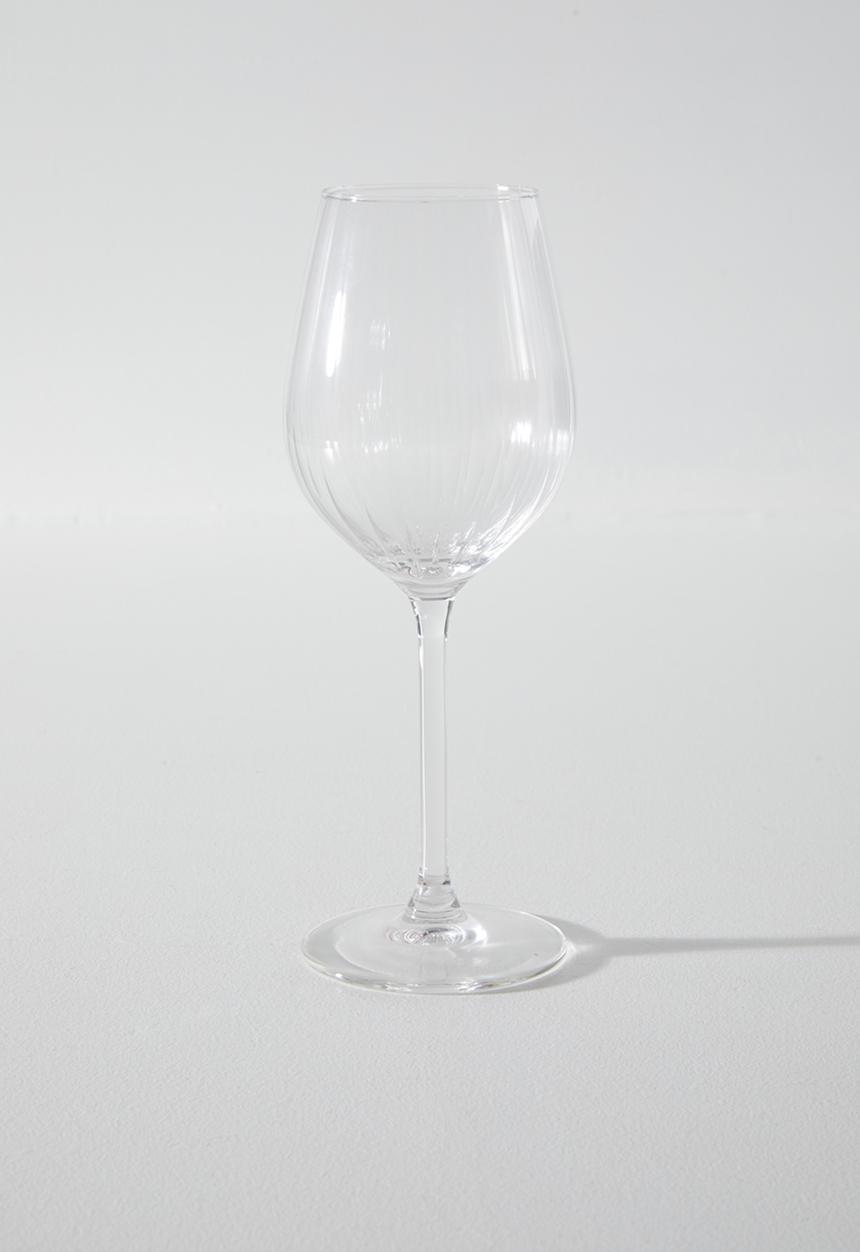 Excellent Houseware - DipRribbed wine glasses 380ml set of 4 - Clear