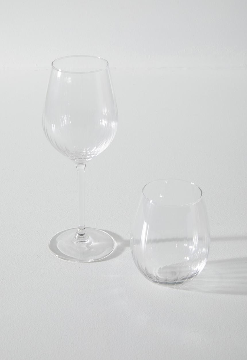 Excellent Houseware - DipRribbed wine glasses 380ml set of 4 - Clear