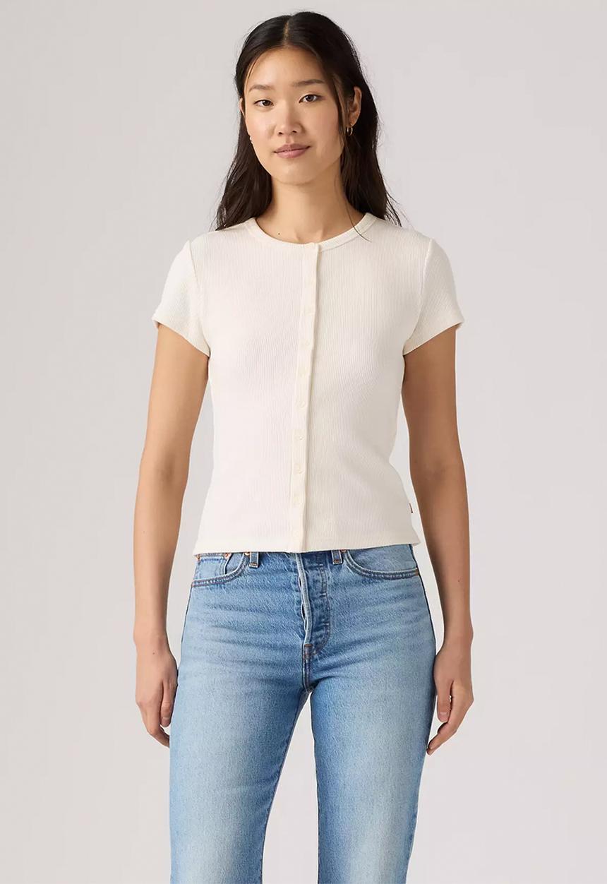 Levi’s® - Rory Button Through Short Sleeve - Egret Rib