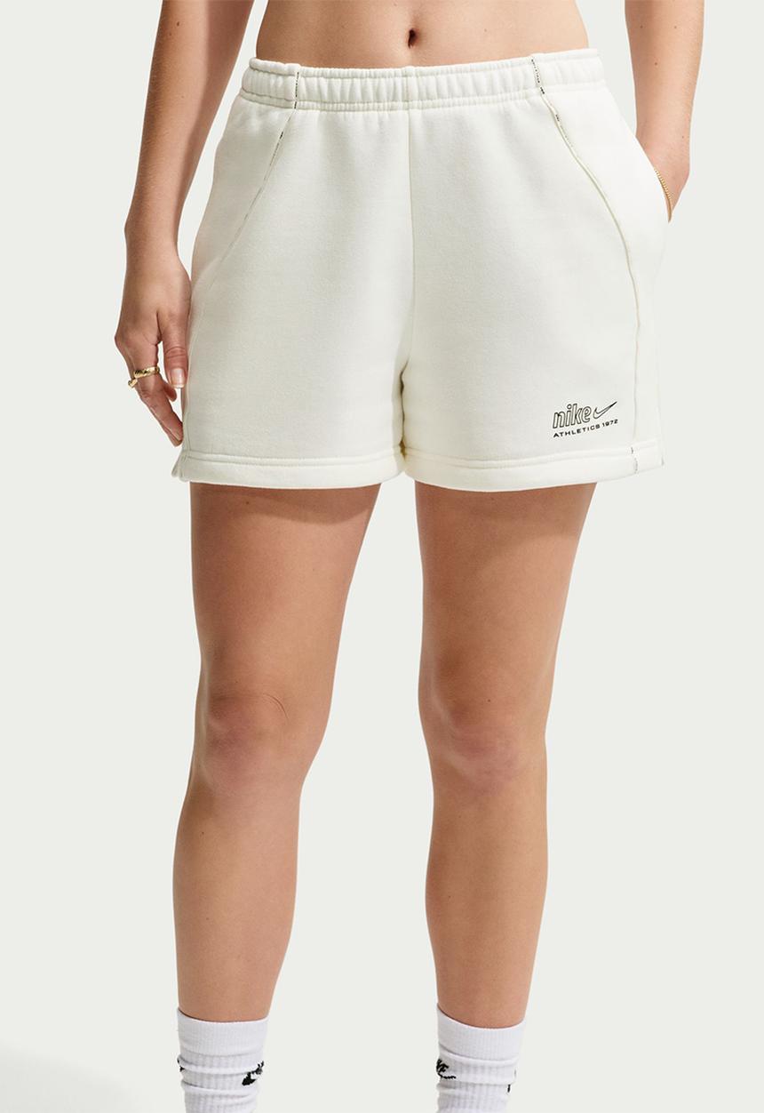 Nike - W Nk Stdo Flc Mw Mr Ad 4 Shrt - Sail/Black