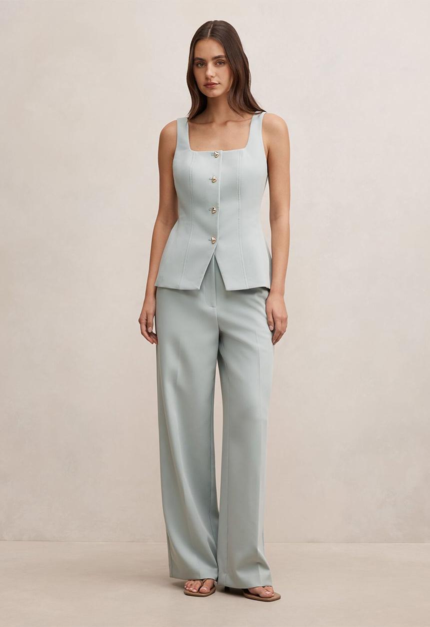 Forever New - Lee wide leg pants in hazy aqua suit