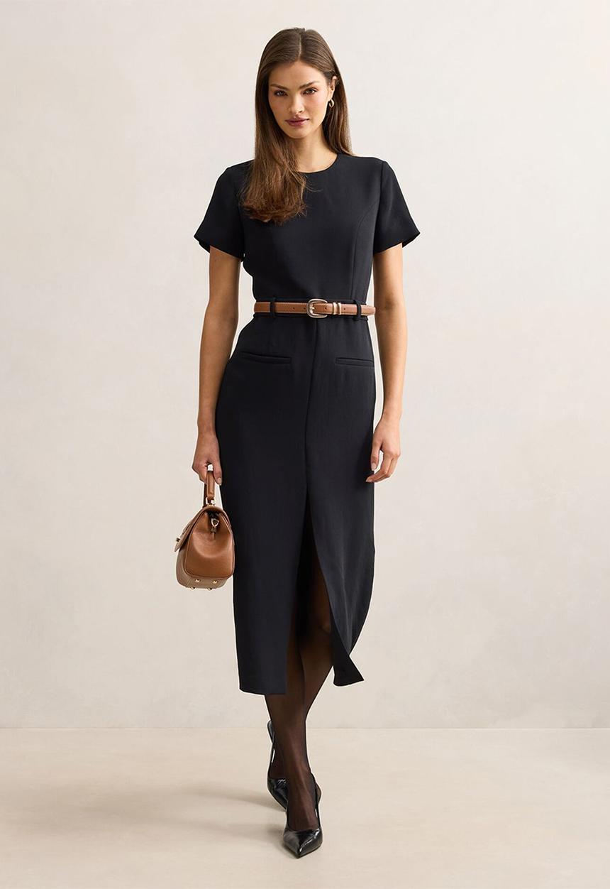 Forever New - Bailee Belted Tailored Midi Dress in Black