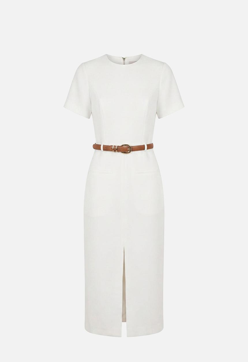 Forever New - Bailee belted tailored midi dress in porcelain