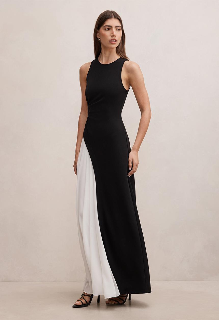 Forever New - Candace halter contrast maxi dress in black/white