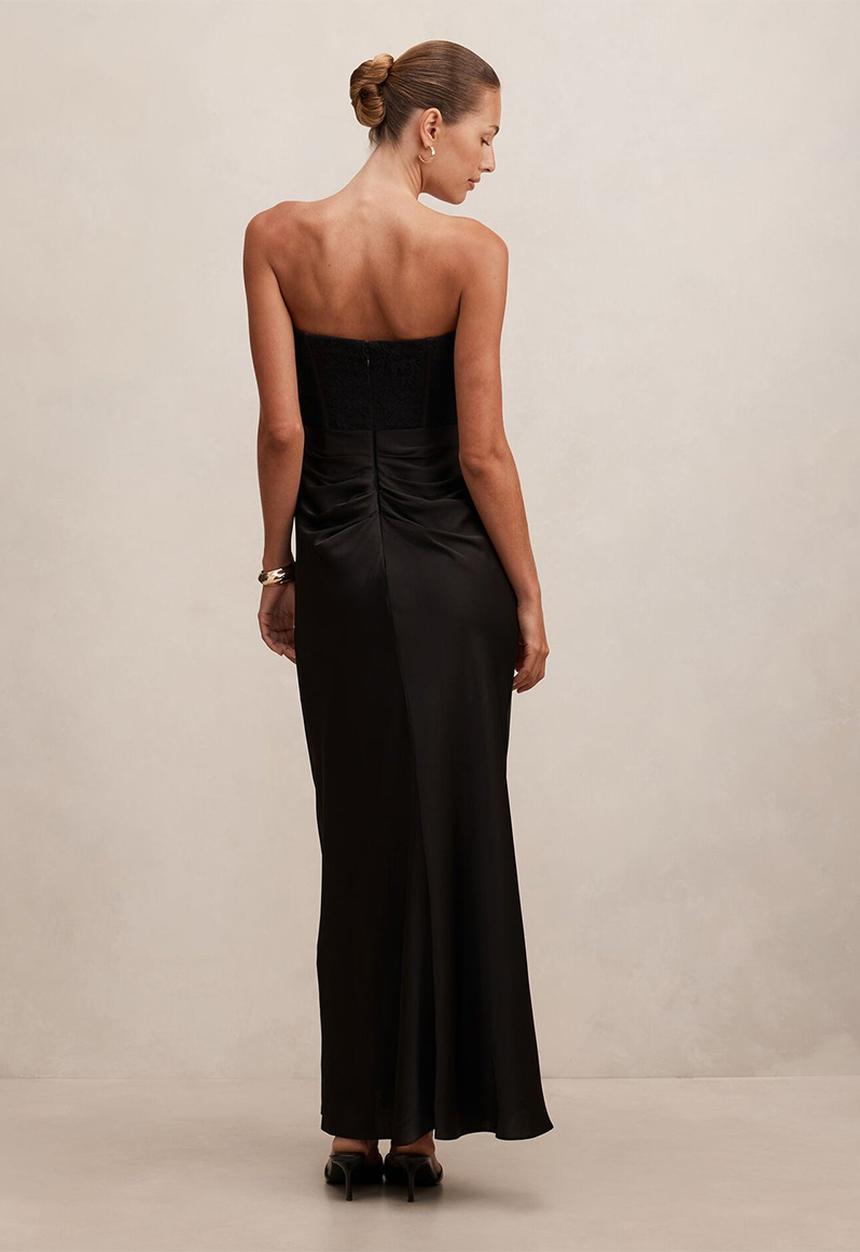 Forever New - Ivy Lace Corset Drape Maxi Dress in Black