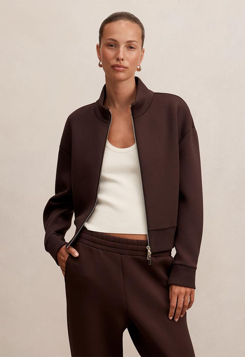 Forever New - Hannah zip lounge jacket in chocolate