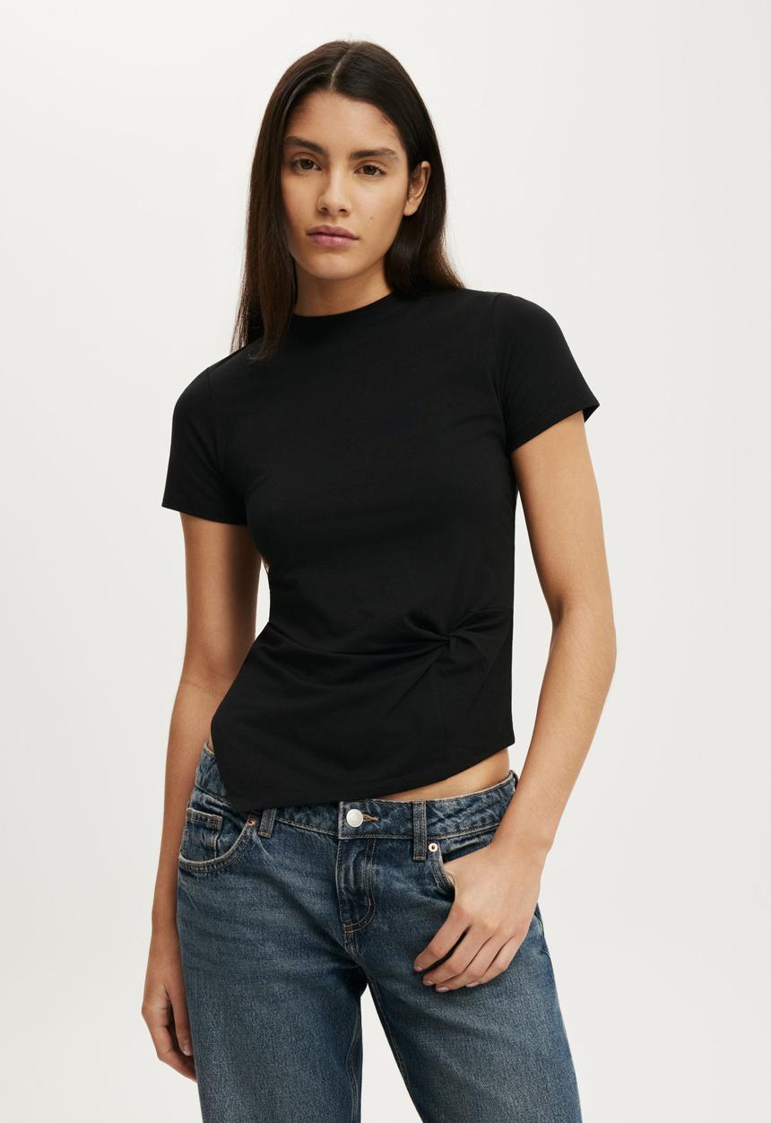 Cotton On - Twist Short Sleeve Tee - Black