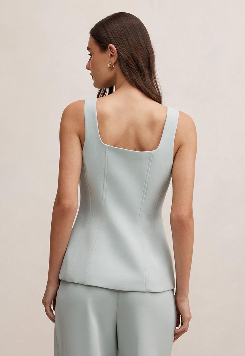Forever New - Lee square neck waistcoat in hazy aqua suit
