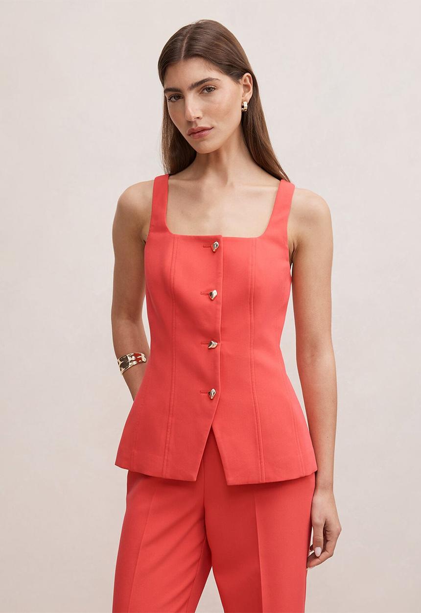 Forever New - Lee square neck waistcoat in pink suit