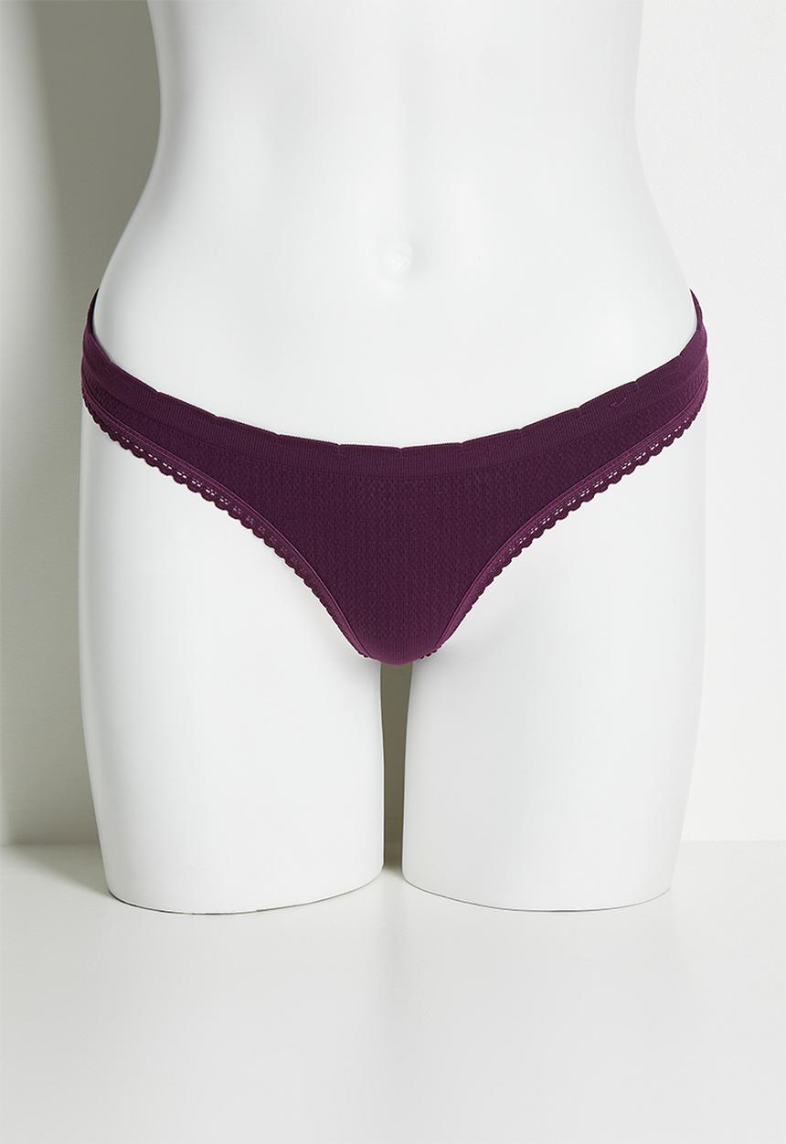 Cotton On - Seamless low rise  g string brief - blackcurrant texture