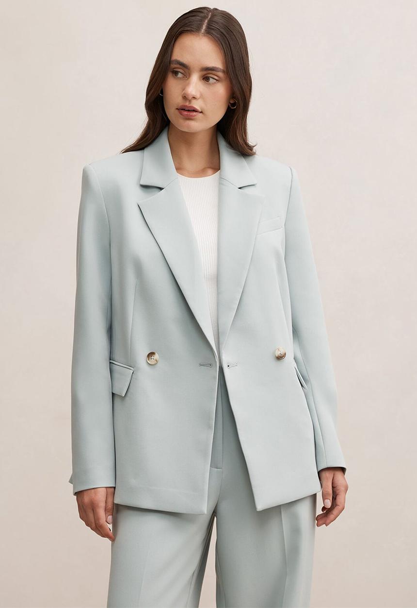 Forever New - Lee double breasted blazer in hazy aqua suit