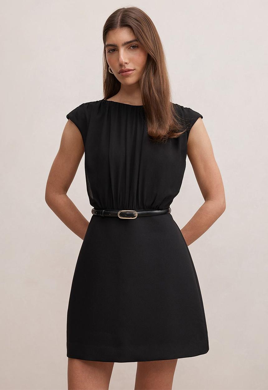 Forever New - Quinn gathered bodice mini dress in black