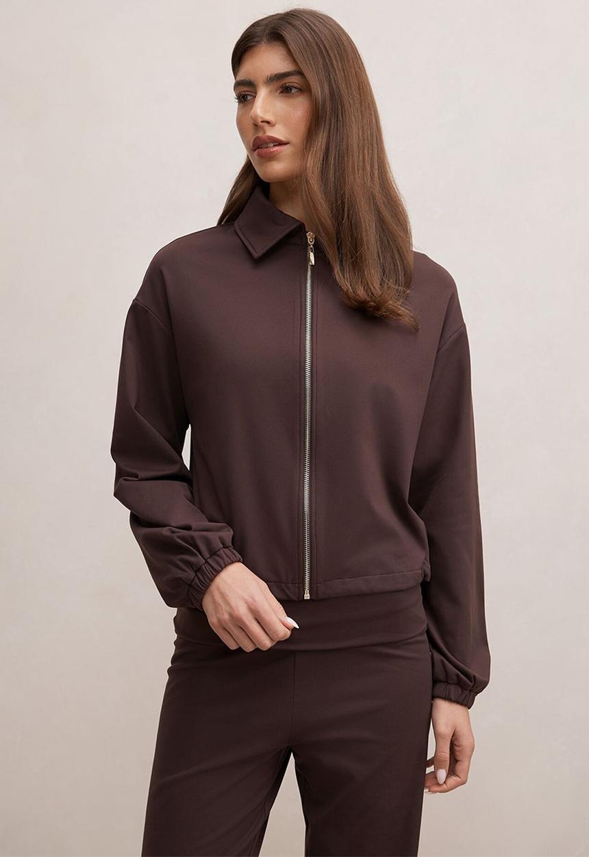 Forever New - Willow drawcord jacket in chocolate freckle
