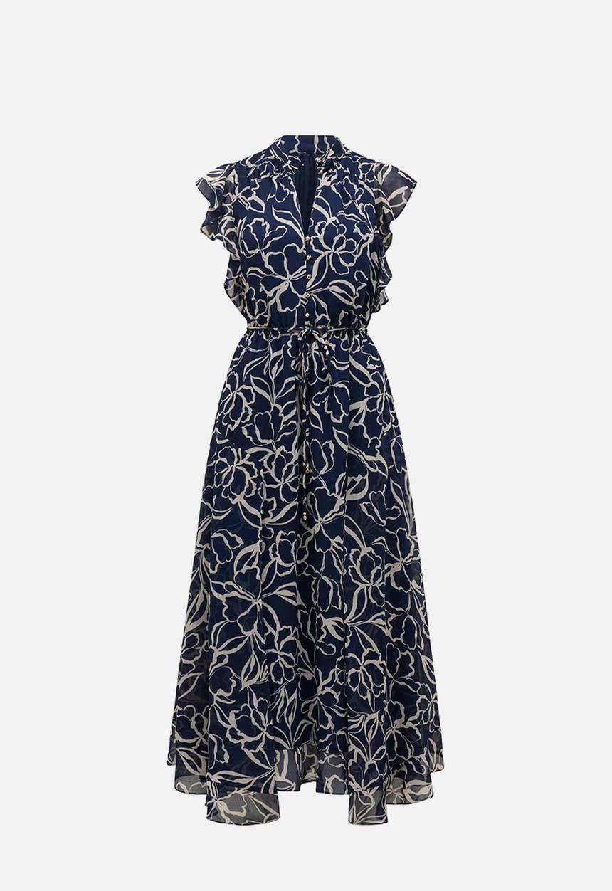 Forever New - Maxwell flutter sleeve midi dress in navy myra floral