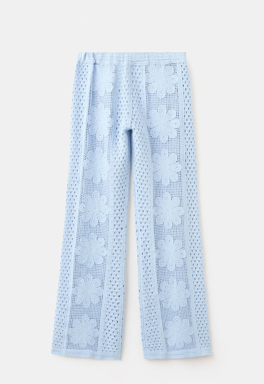 MANGO - Trousers daisy - light pastel blue
