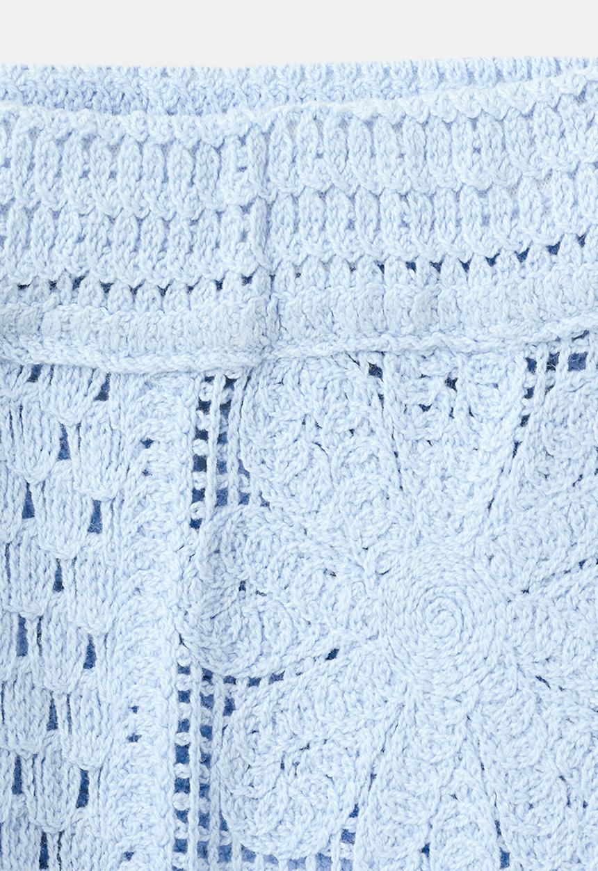 MANGO - Trousers daisy - light pastel blue