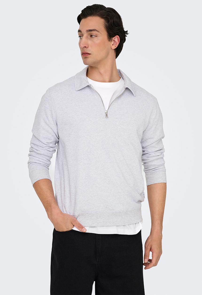 Only & Sons - Onsdavid reg half zip sweat noos - light grey melange