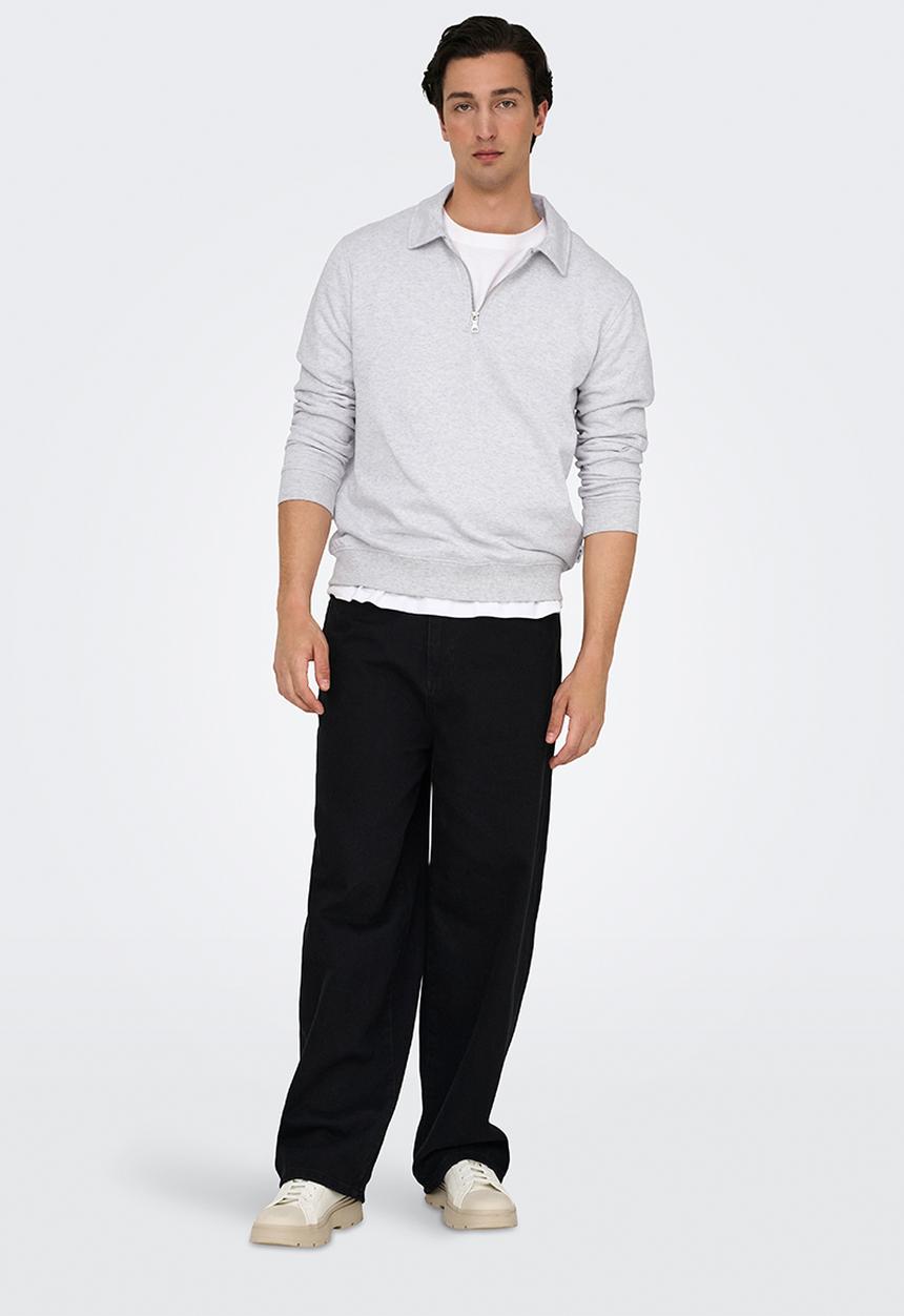 Only & Sons - Onsdavid reg half zip sweat noos - light grey melange