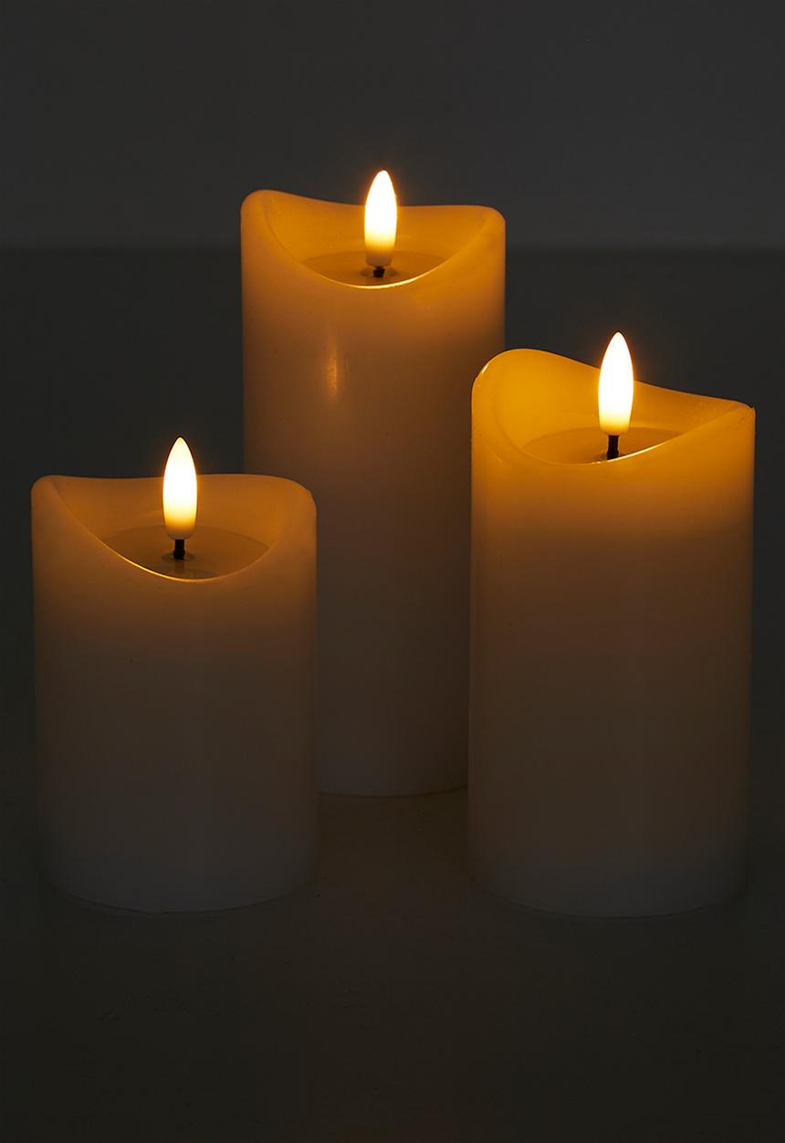 H&S - Led Candle Set Of 3Pcs - White