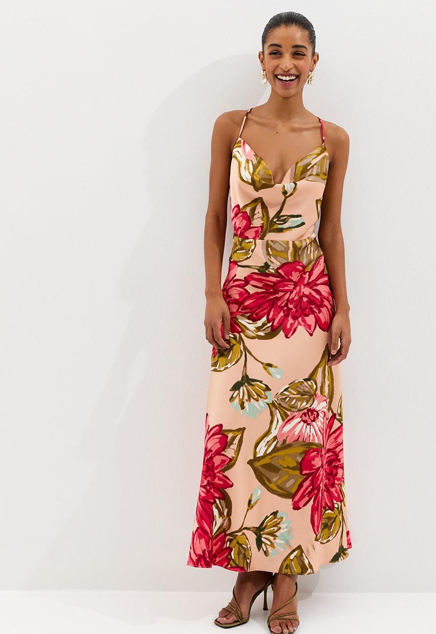 New Look - Lola lotus placement cami midi - pink