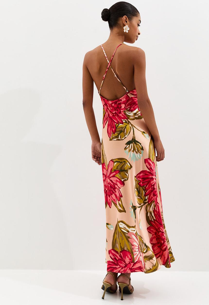 New Look - Lola lotus placement cami midi - pink