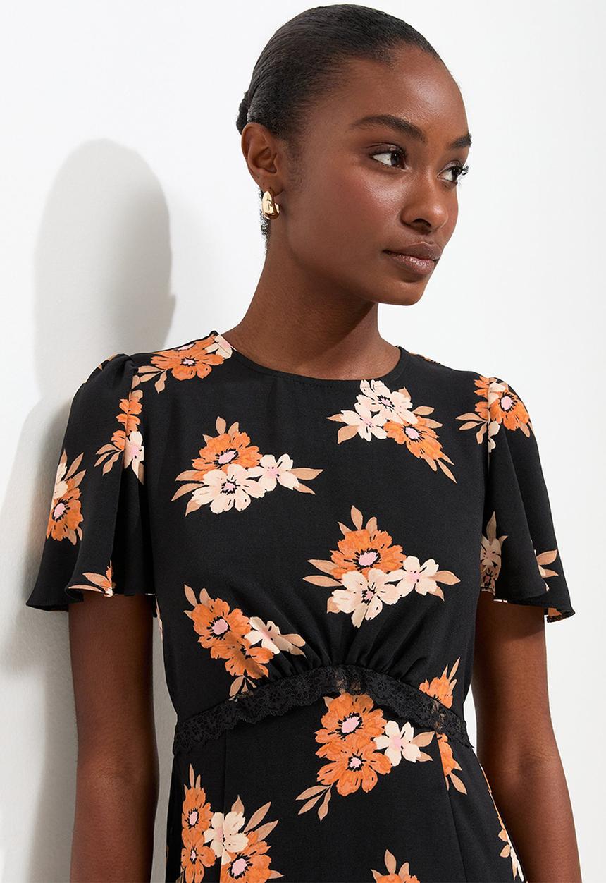 New Look - Primrose flrl lace carol midi - Black floral