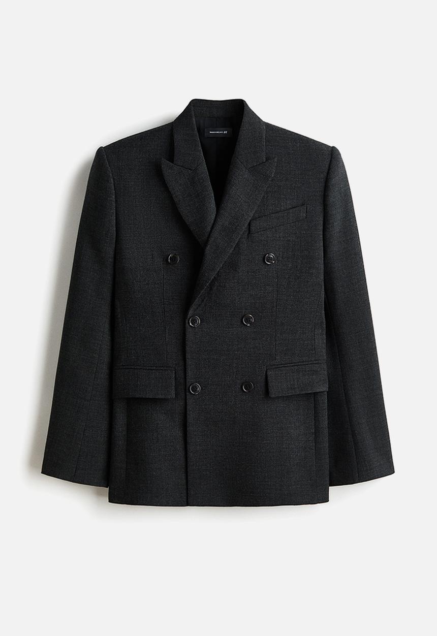 H&M - WARDROBE.NYC H&M:  Double-breasted wool blazer - dark grey marl