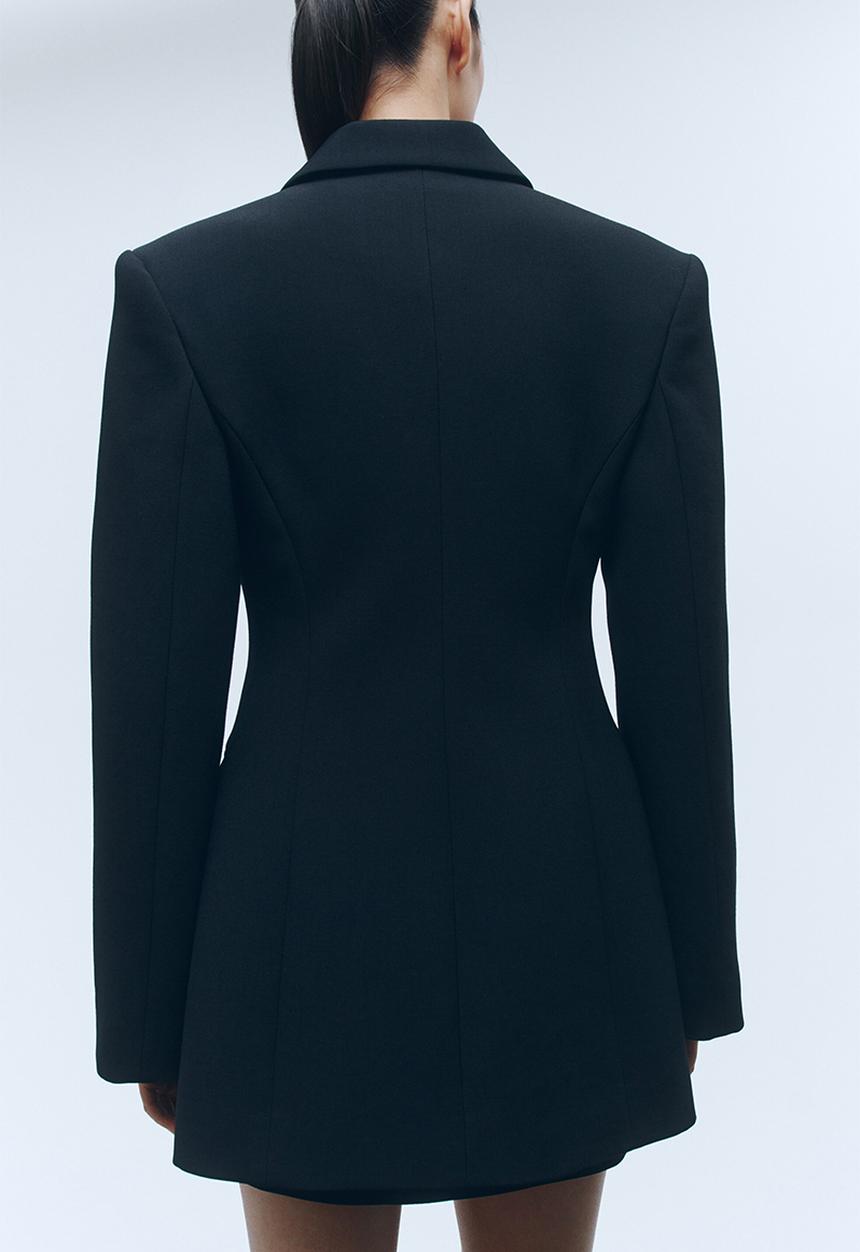 H&M - WARDROBE.NYC H&M:  Wool-blend hourglass blazer - black