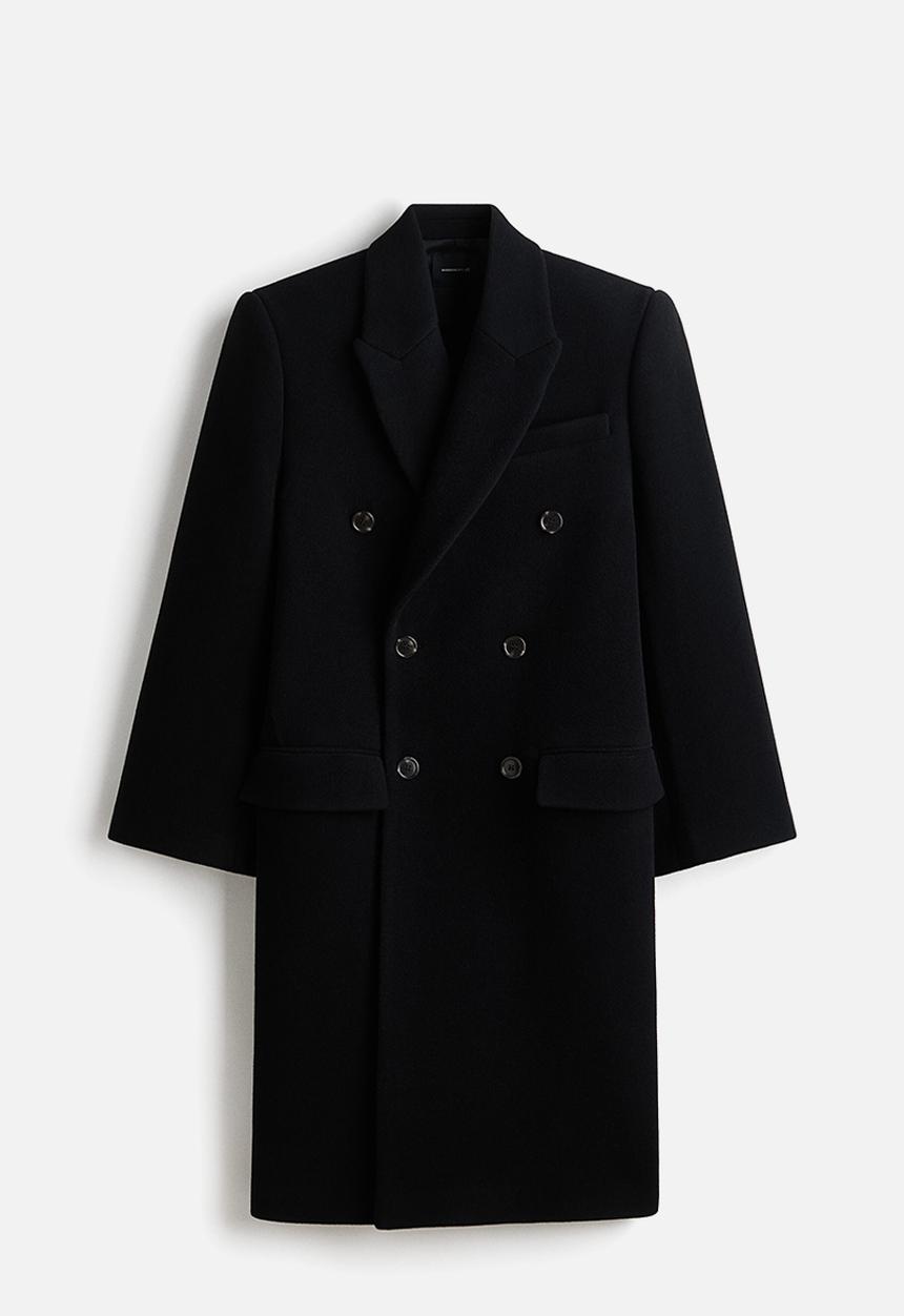 H&M - WARDROBE.NYC H&M:  Double-breasted wool coat - black