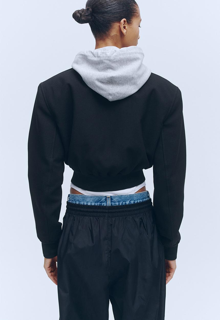 H&M - WARDROBE.NYC H&M:  Cropped wool bomber jacket - black