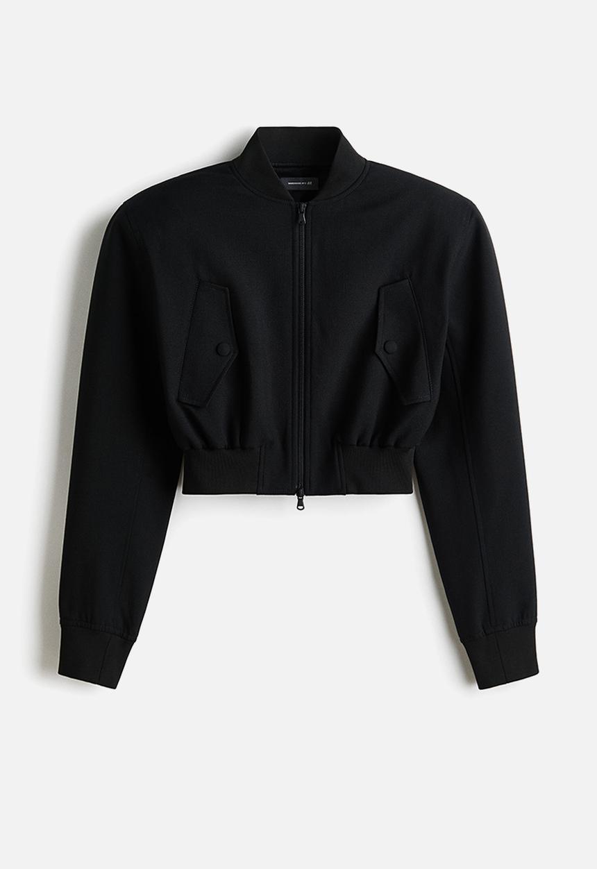 H&M - WARDROBE.NYC H&M:  Cropped wool bomber jacket - black