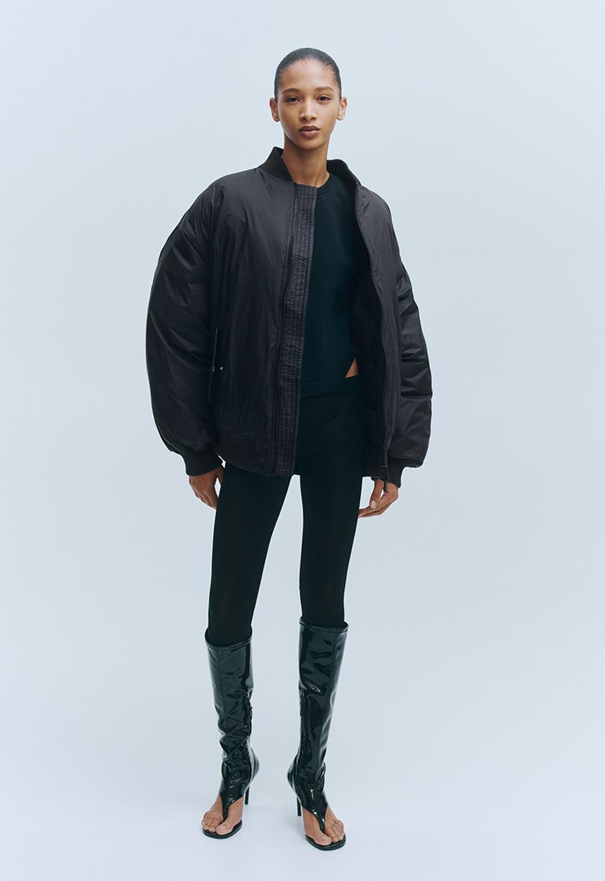 H&M - WARDROBE.NYC H&M:  Oversized down bomber jacket - black