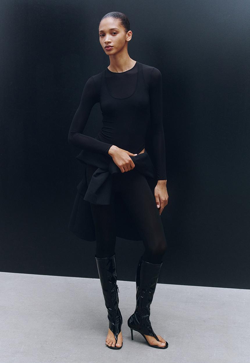 H&M - WARDROBE.NYC H&M:  Sheer stirrup leggings - black
