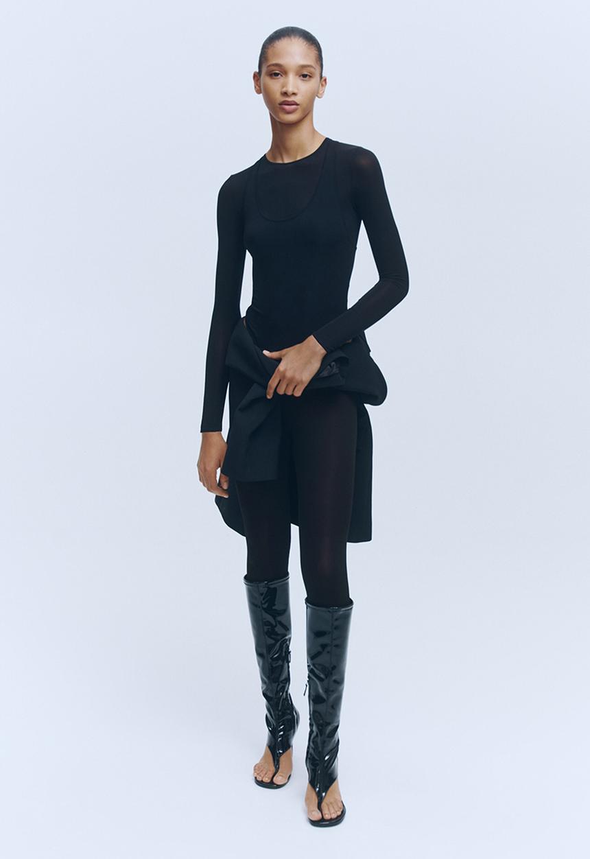 H&M - WARDROBE.NYC H&M:  Sheer stirrup leggings - black