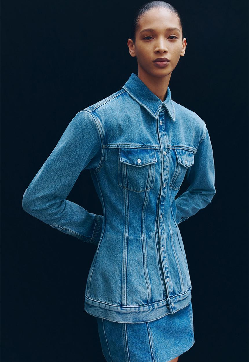 H&M - WARDROBE.NYC H&M:  Denim hourglass jacket - light denim blue