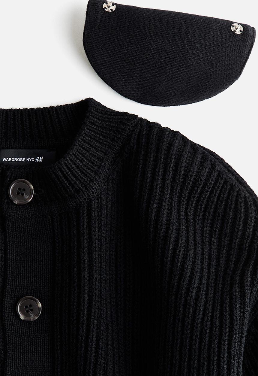 H&M - WARDROBE.NYC H&M:  Shoulder-pad wool cardigan - black