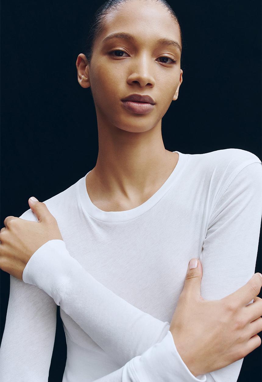 H&M - WARDROBE.NYC H&M:  Long-sleeved cotton top - white