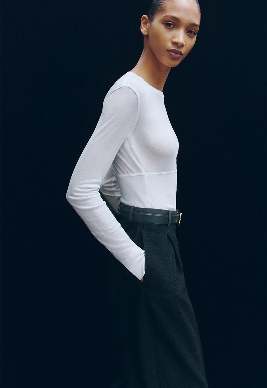 H&M - WARDROBE.NYC H&M:  Long-sleeved cotton top - white