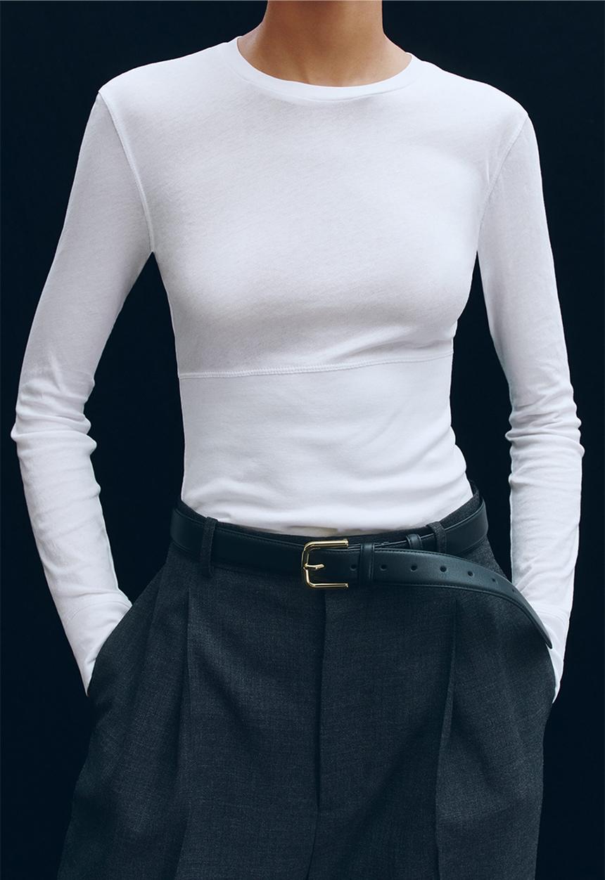 H&M - WARDROBE.NYC H&M:  Long-sleeved cotton top - white