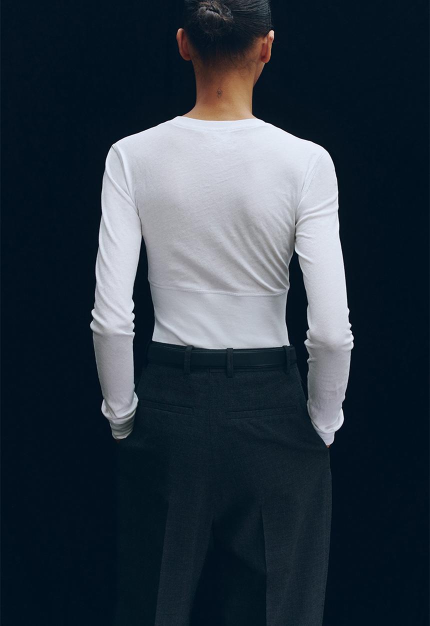 H&M - WARDROBE.NYC H&M:  Long-sleeved cotton top - white
