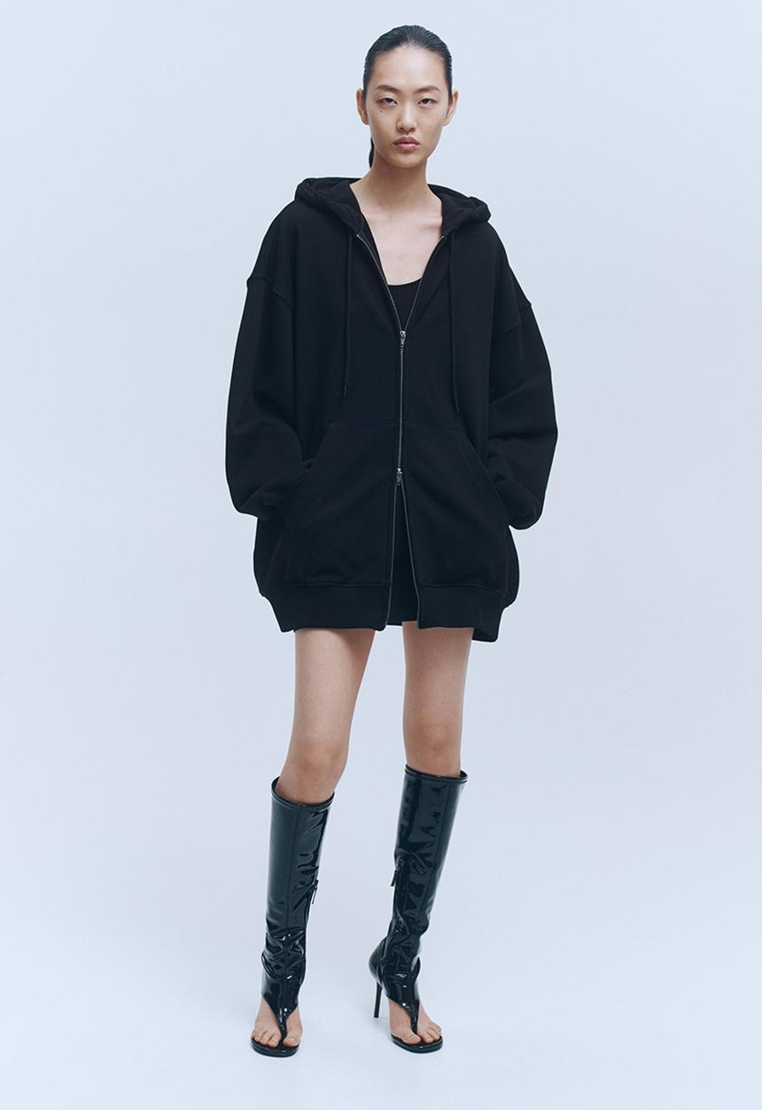 H&M - WARDROBE.NYC H&M:  Oversized zip-through hoodie - black