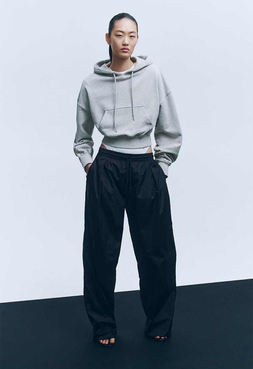 H&M - WARDROBE.NYC H&M:  Cropped hoodie - light grey marl