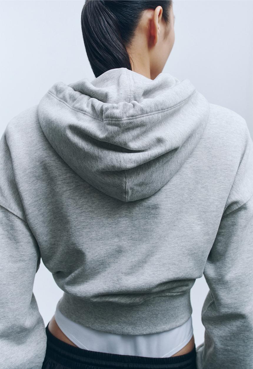 H&M - WARDROBE.NYC H&M:  Cropped hoodie - light grey marl