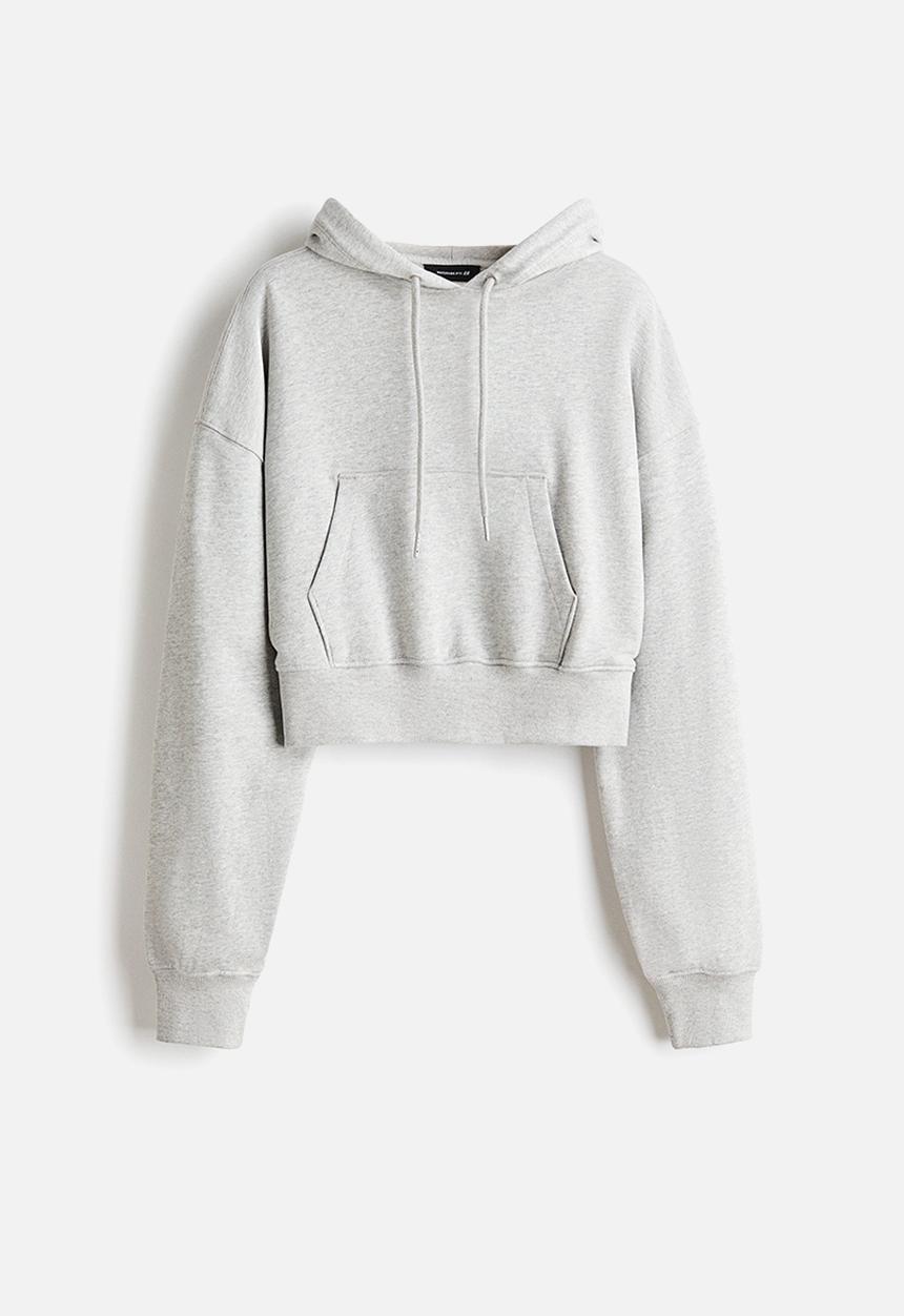 H&M - WARDROBE.NYC H&M:  Cropped hoodie - light grey marl