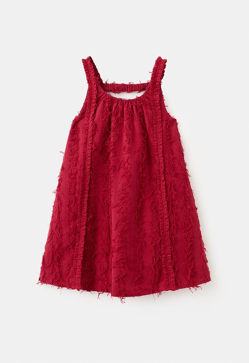 MANGO - Dress flecos - burgundy