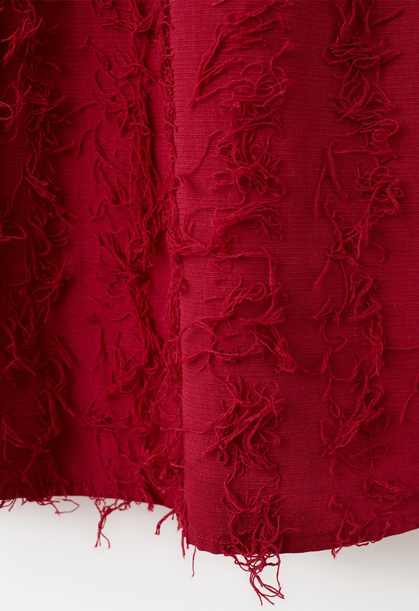MANGO - Dress flecos - burgundy