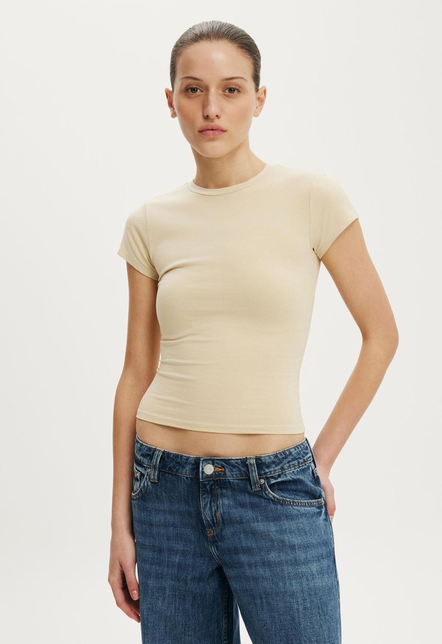 Cotton On - All Day Crew Tee - Honey Beige
