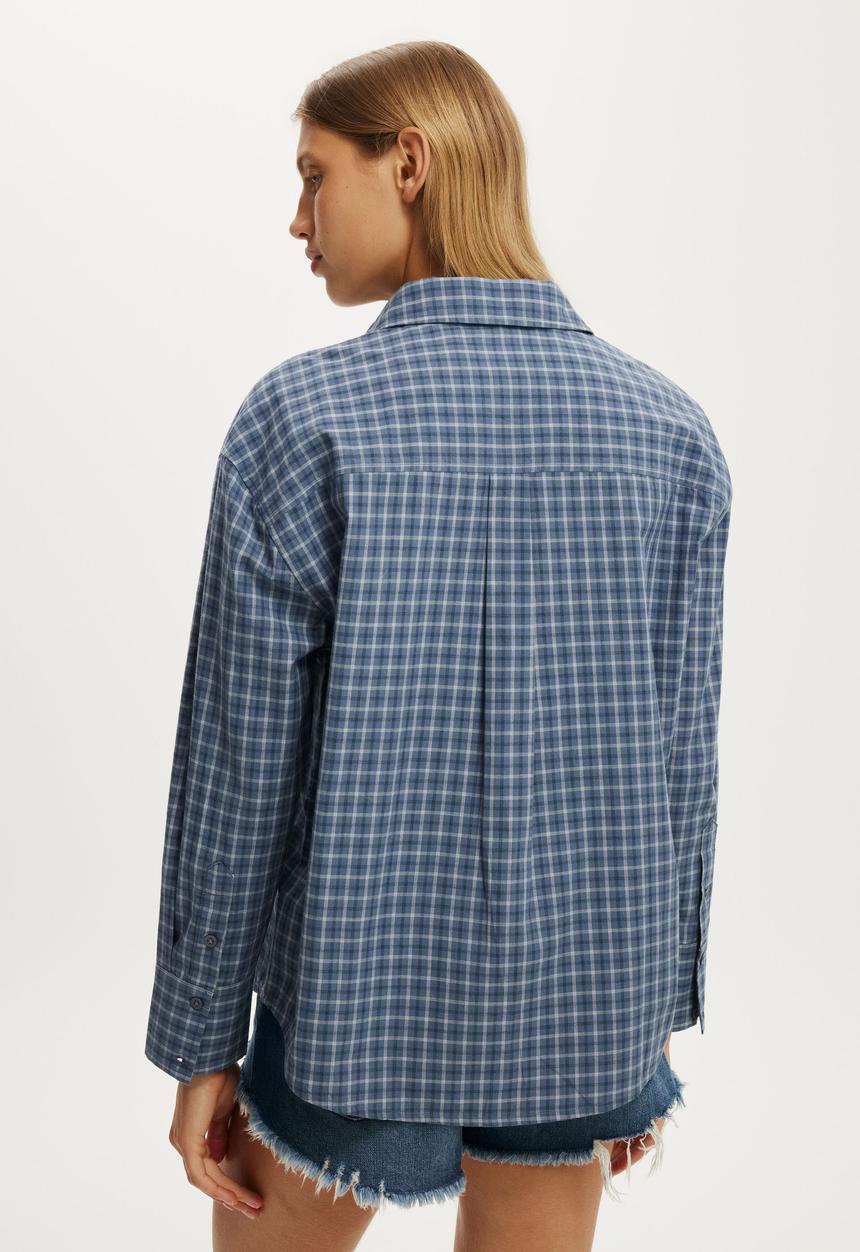 Cotton On - Sloane Oversized Shirt - Blue Check