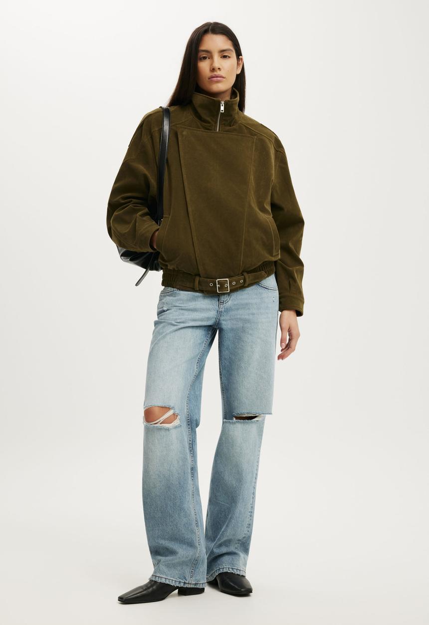 Cotton On - Cove Biker Jacket - Dark Olive